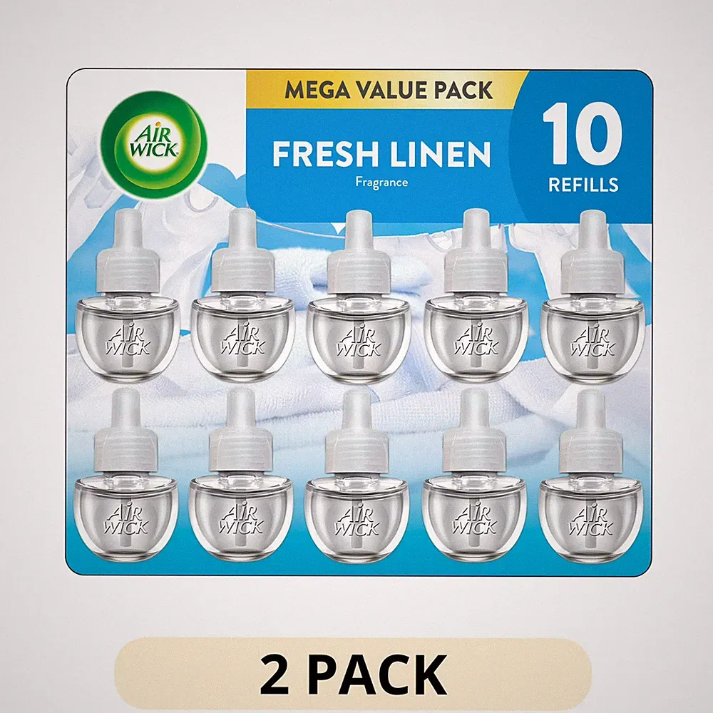 2 Pack Air Wick Plug In Scented Oil Refills Fresh Linen 10 Count Air Freshener