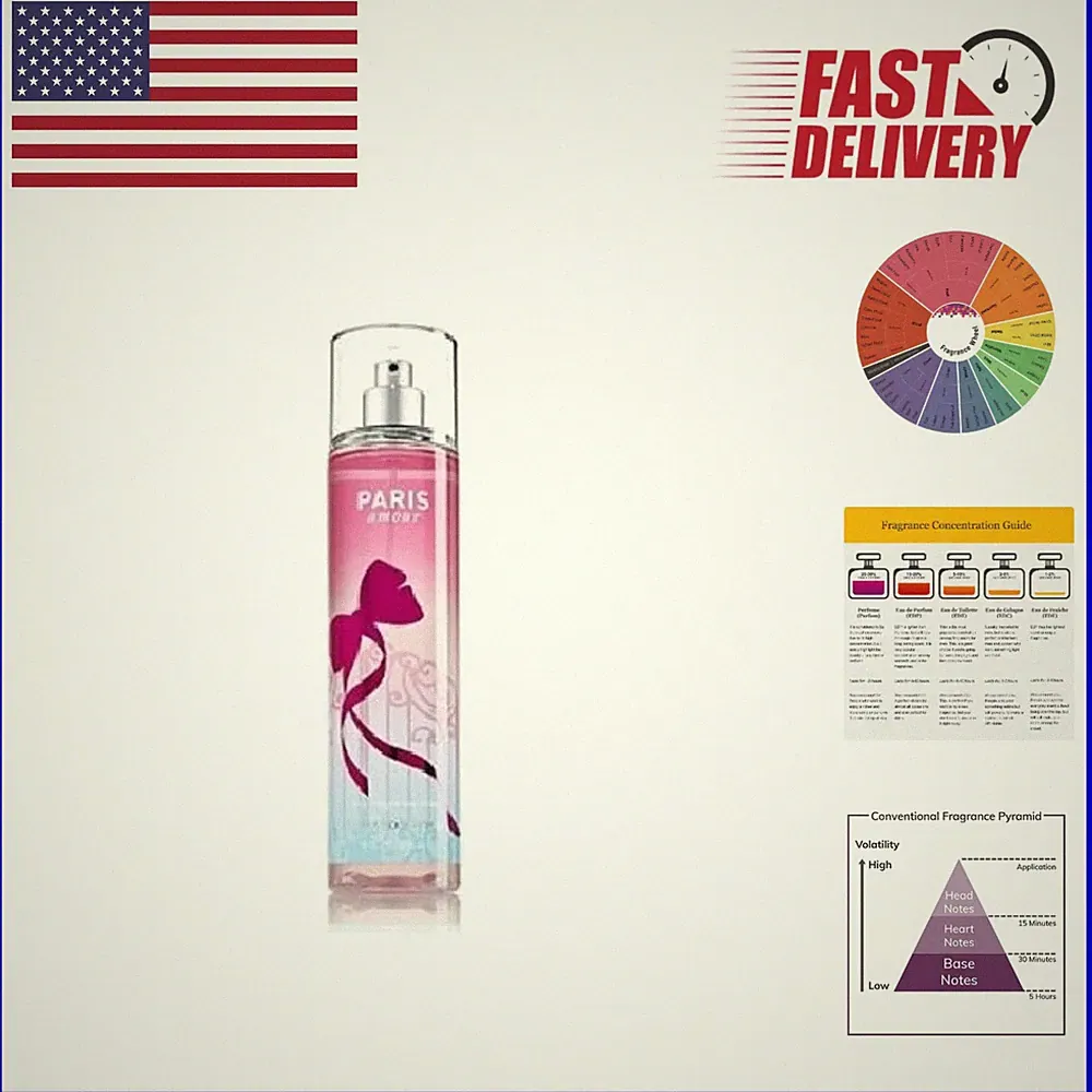 Elegant Paris Amour Fine Fragrance Mist - 8oz Eau de Toilette Travel Spray