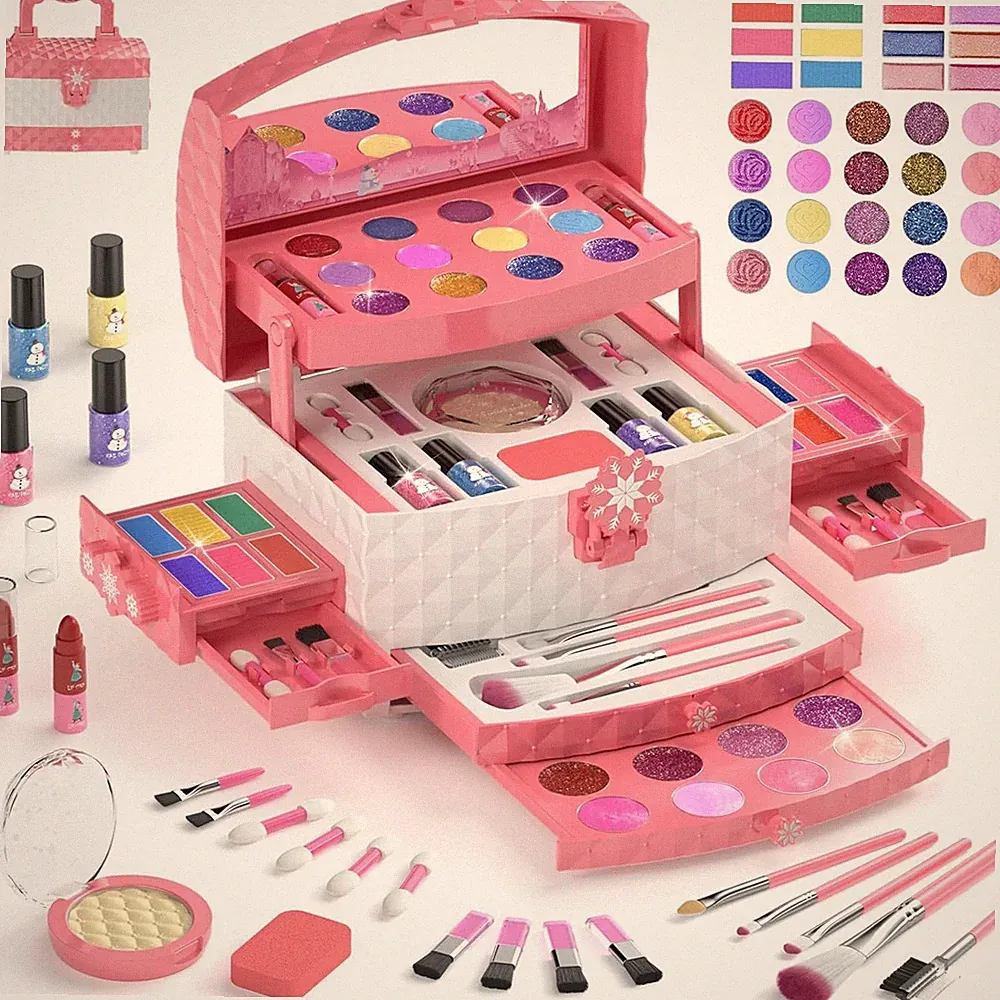 Frozen Princess Kids Makeup Kit 56Pcs Washable Non-Toxic Set Gift Girls 3-12